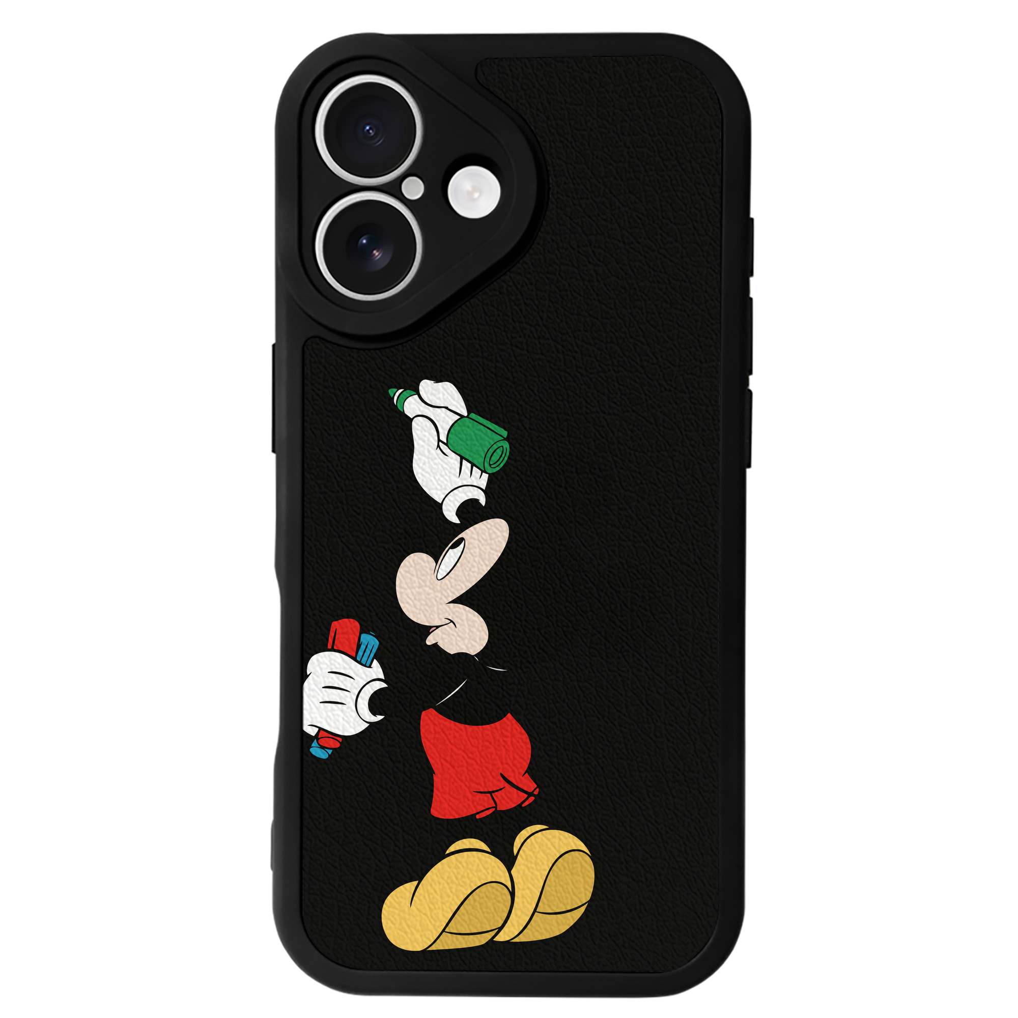 （画像用） ミッキーマウス Mickey Mouse 【iPhone 16シリーズ対応】シリコンスマホケース（レザー調） 材質：シリコン